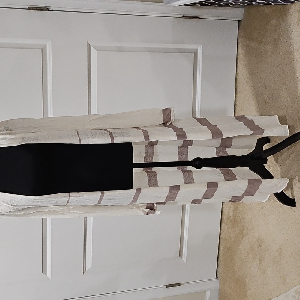 CAbi Cream and Brown Striped Sweater